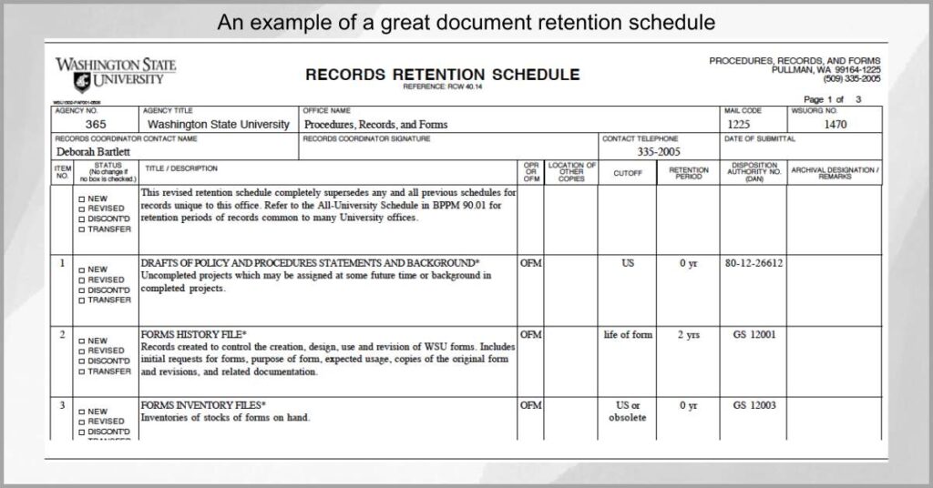 Document archiving - Create a retention schedule